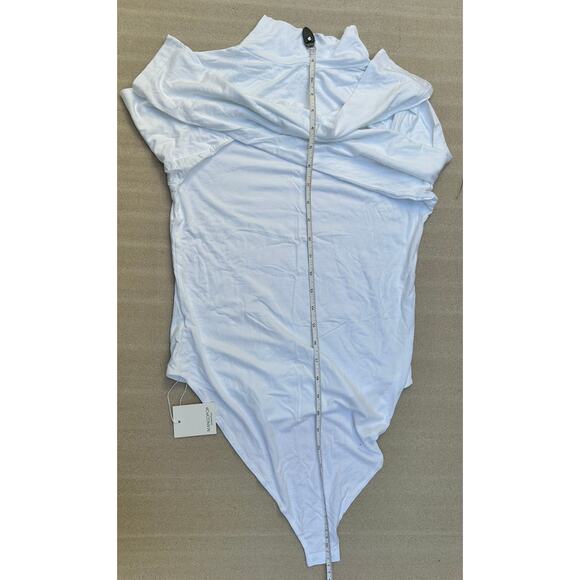 NWT Mangopop White Long Sleeve Turtleneck Bodysuit Women’s Size L Snap Closure - Picture 2 of 5